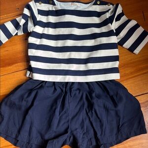 Navy and White Striped Top with Navy Shorts
